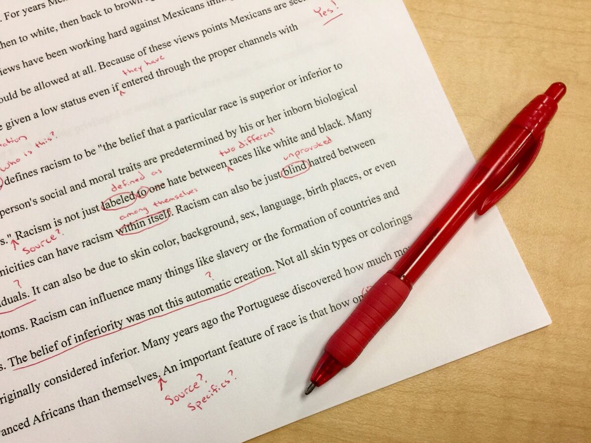 rewriting with red pen