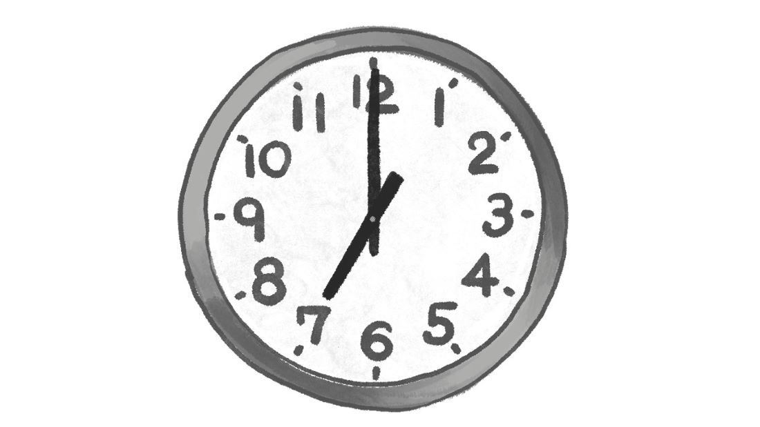 A Clock with indicating 7AM.