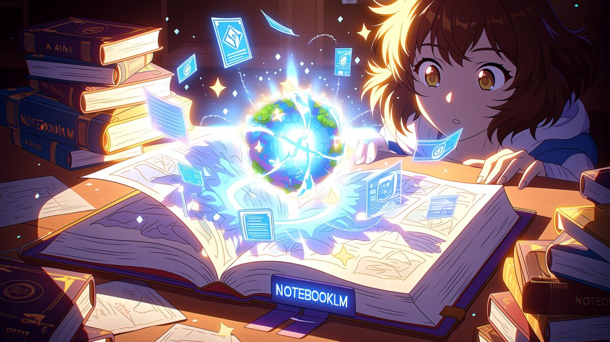 A girl is opening a book and lightning ball come out.